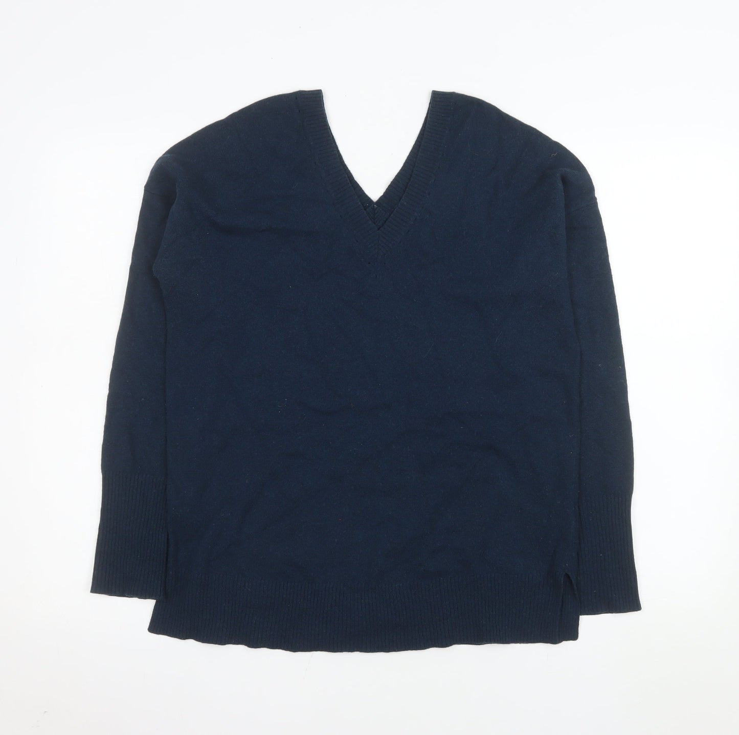 Jigsaw Women's Blue Wool V-Neck Jumper XS Long Sleeve Knitwear