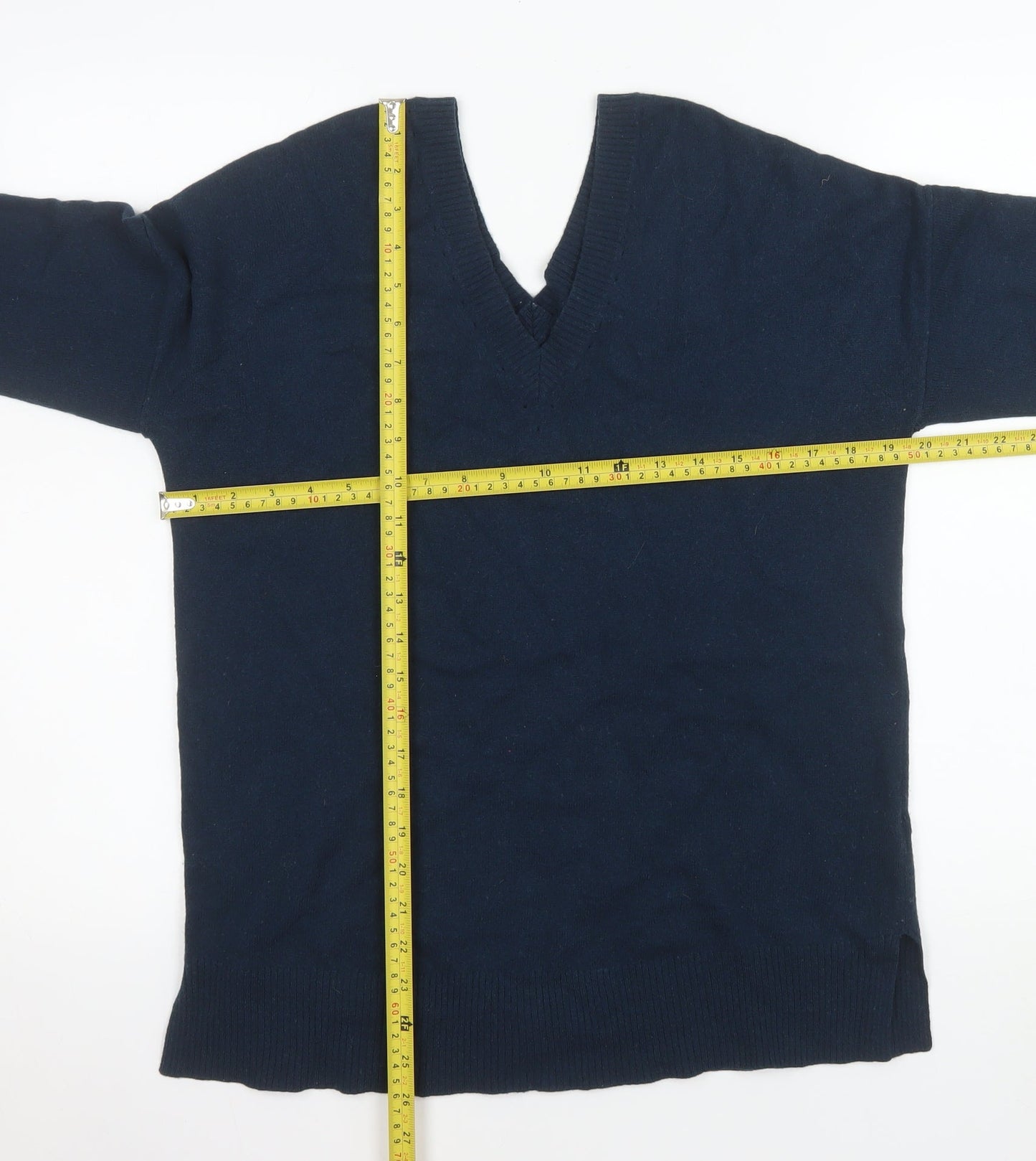 Jigsaw Women's Blue Wool V-Neck Jumper XS Long Sleeve Knitwear