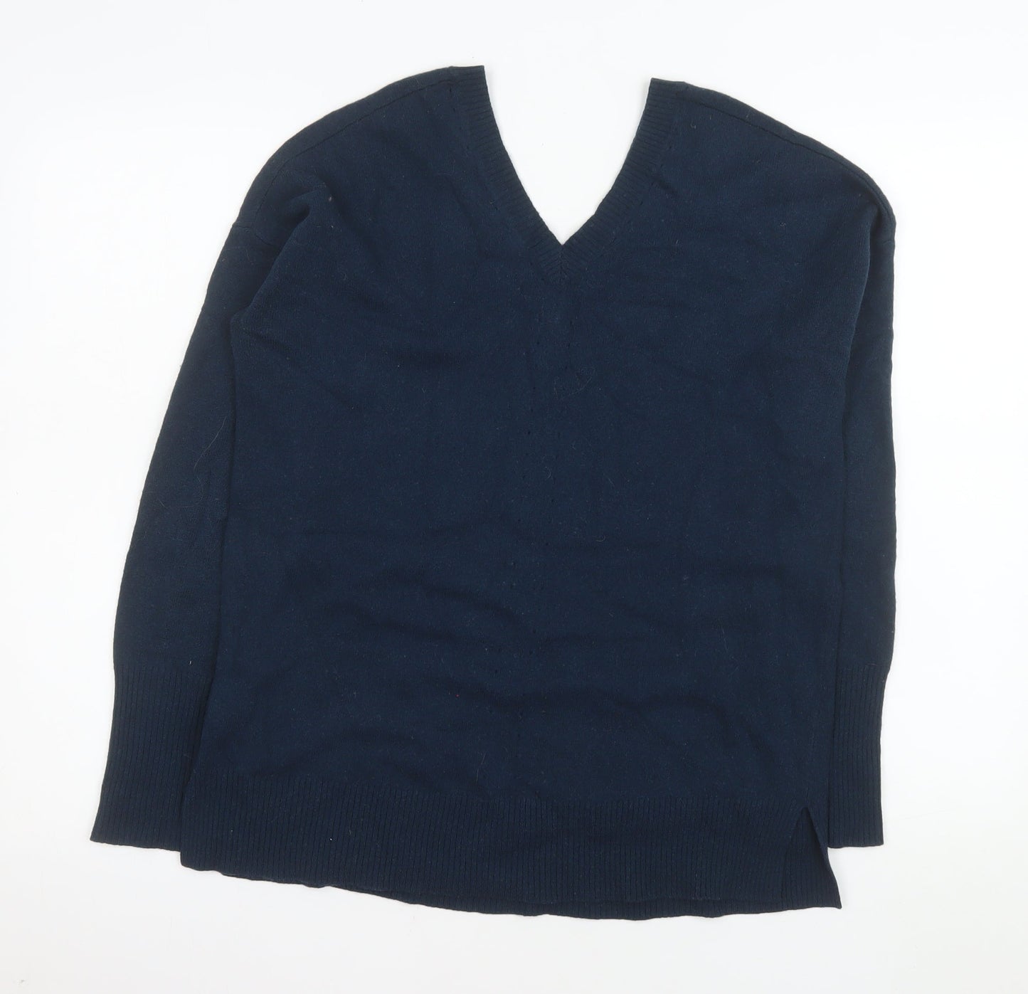 Jigsaw Women's Blue Wool V-Neck Jumper XS Long Sleeve Knitwear