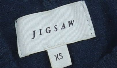 Jigsaw Women's Blue Wool V-Neck Jumper XS Long Sleeve Knitwear