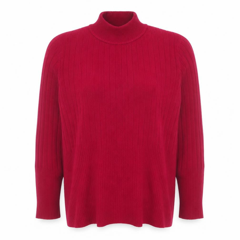 Marks and Spencer Women's Red Roll Neck Ribbed Knit Jumper Size 18