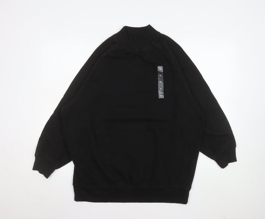 Pull&Bear Men's Black Medium Pullover Sweatshirt Crew Neck