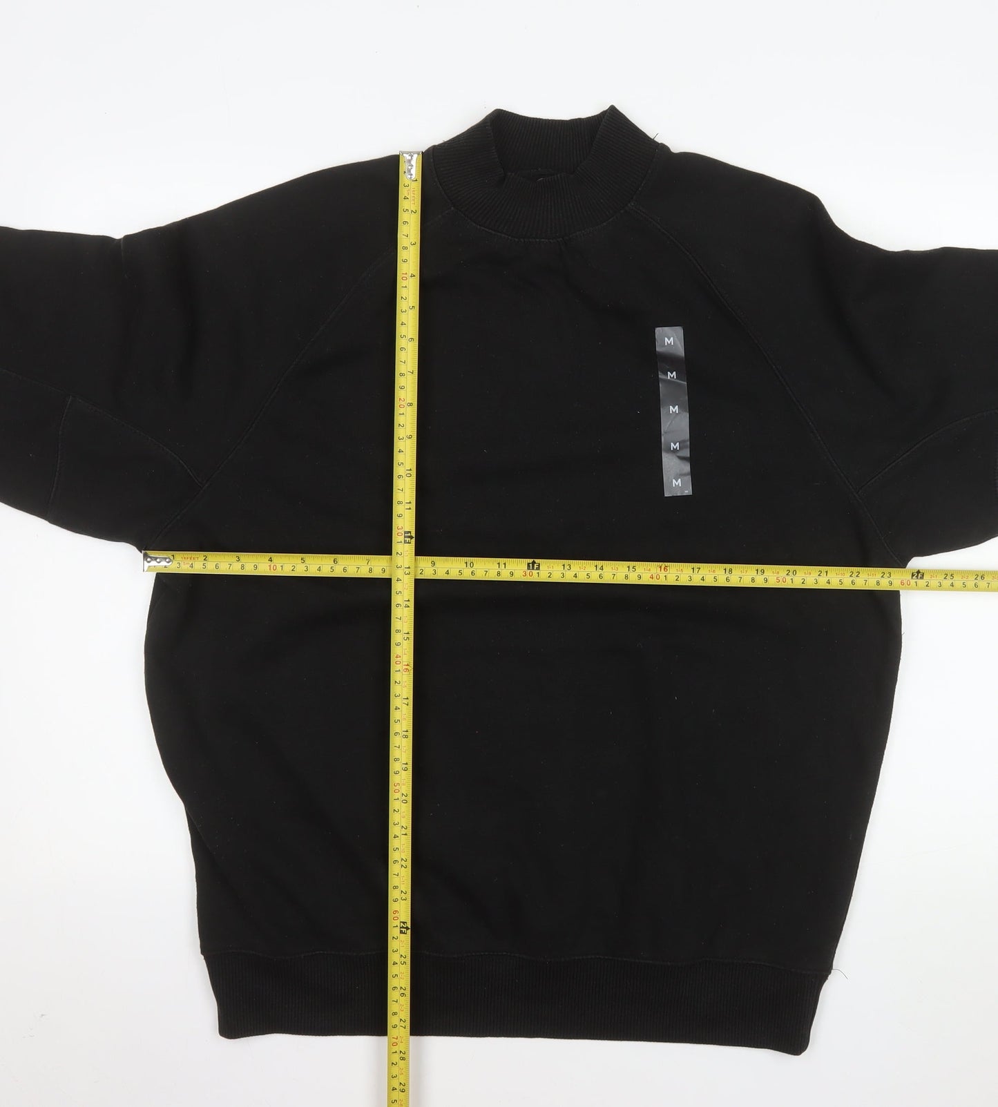 Pull&Bear Men's Black Medium Pullover Sweatshirt Crew Neck