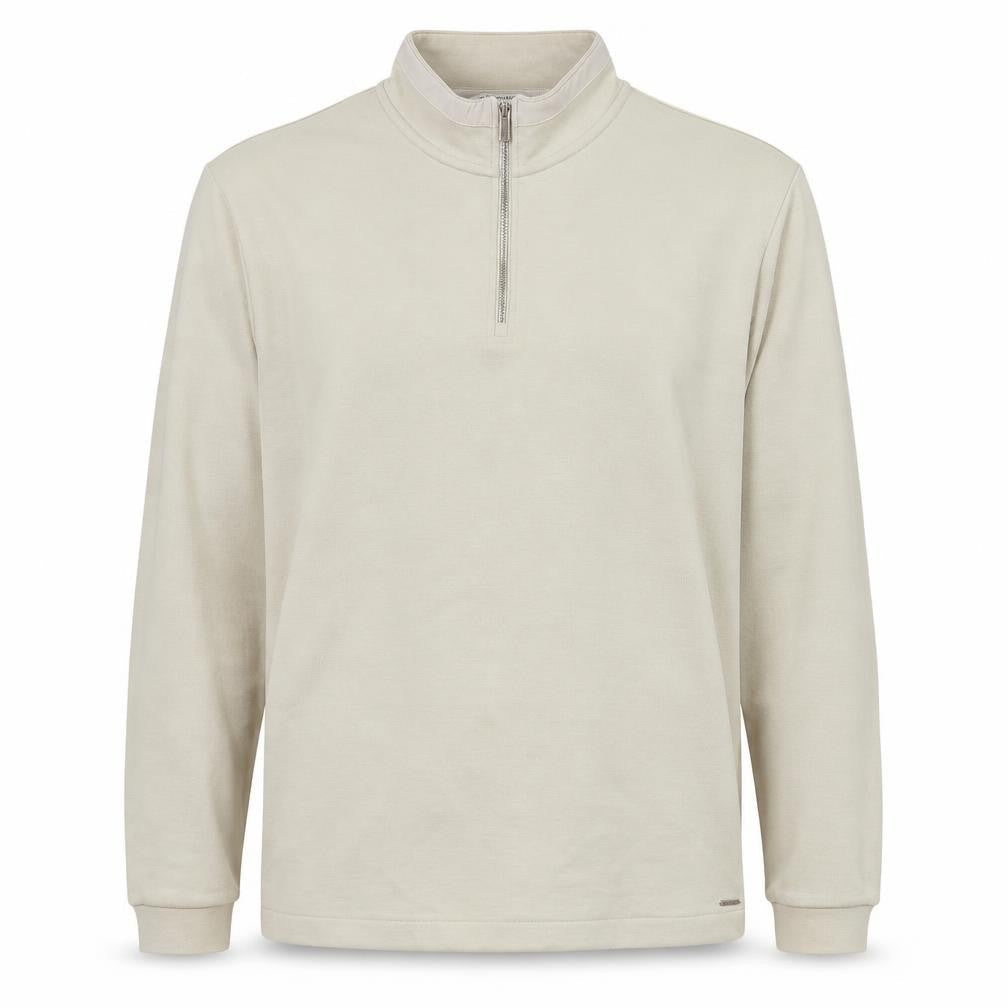 Marks & Spencer Men’s Beige 2XL 1/4 Zip Mock Neck Sweatshirt