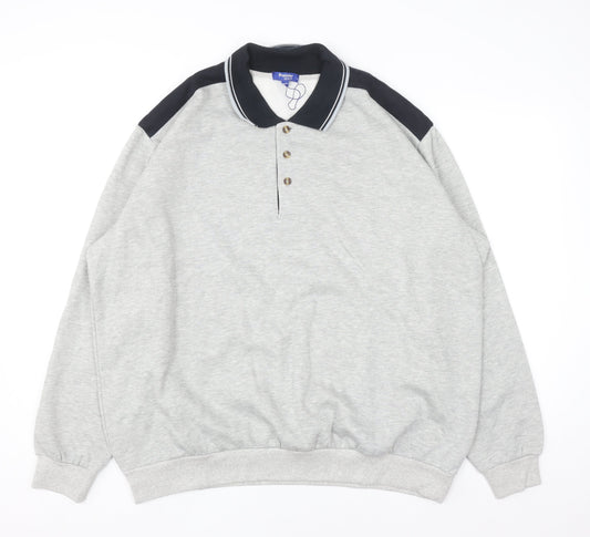 Premier Man Mens Grey Collared XL Henley Sweatshirt
