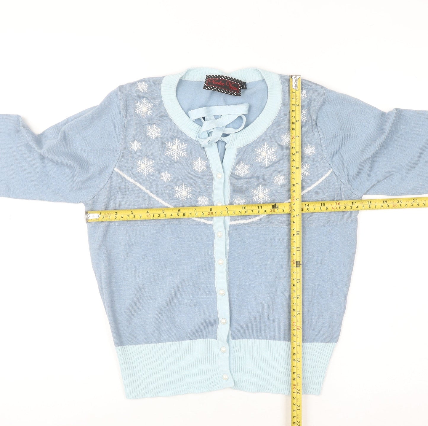 Voodoo Vixen Women's Blue Snowflake Embroidered Cardigan L