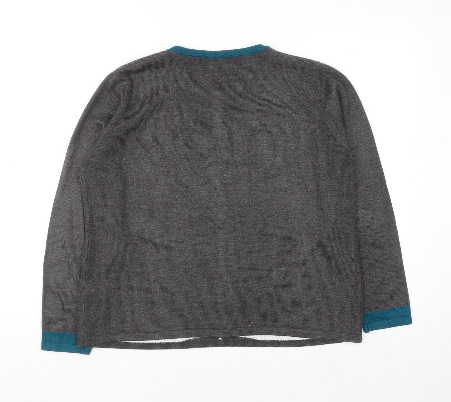 Autonomy Women's Grey Geometric Crew Neck Pullover Jumper Size L