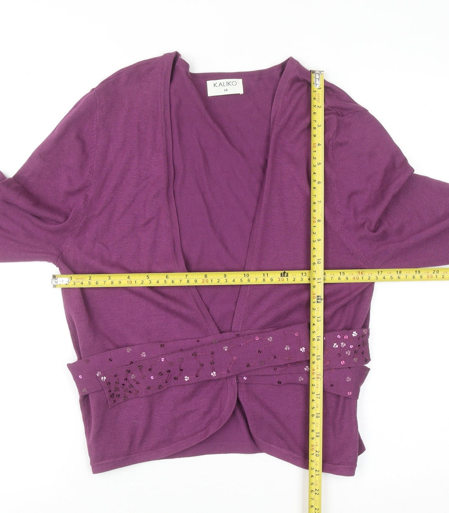 Kaliko Women's Purple Sequin Trim Cardigan Size 14