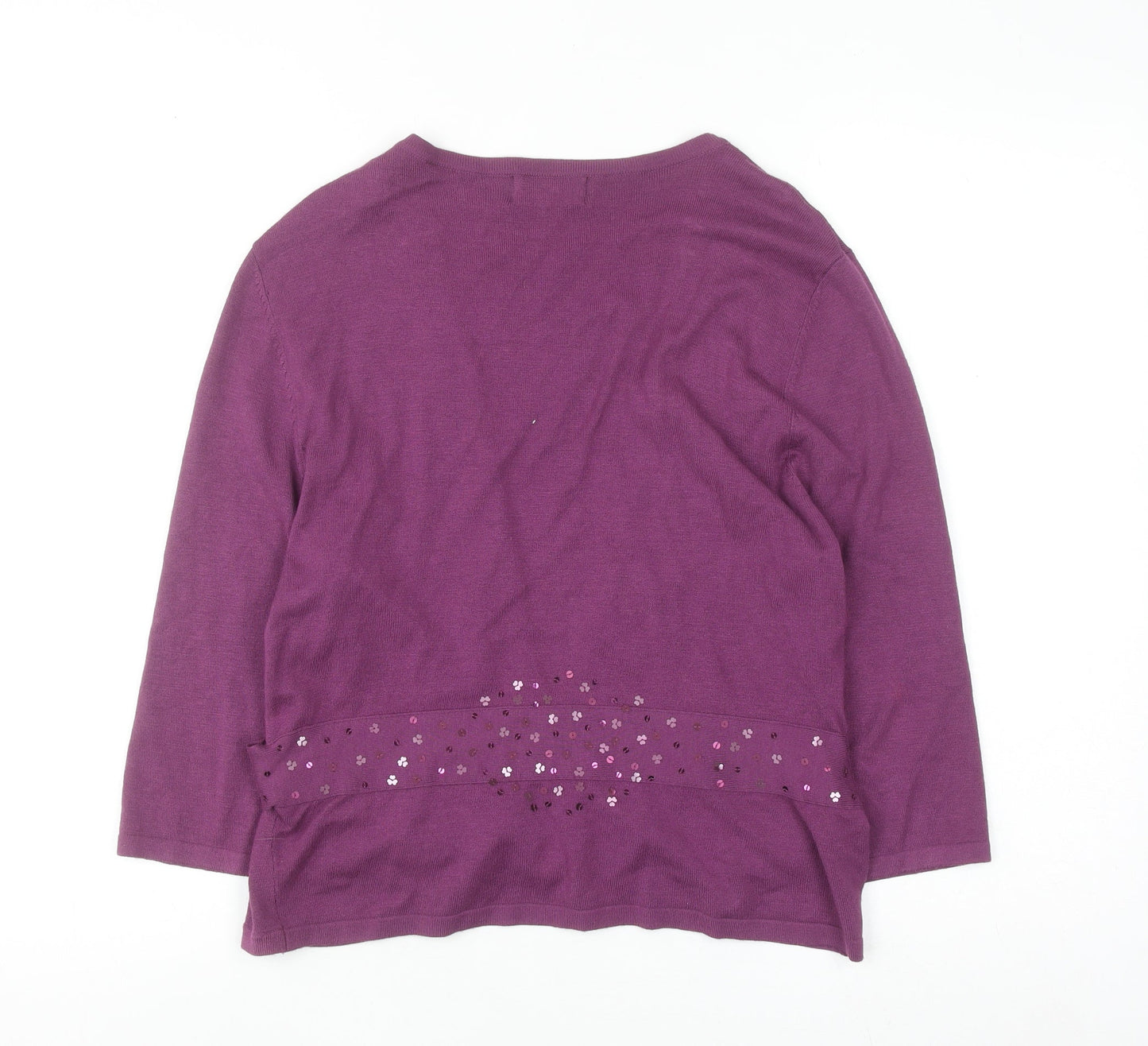 Kaliko Women's Purple Sequin Trim Cardigan Size 14