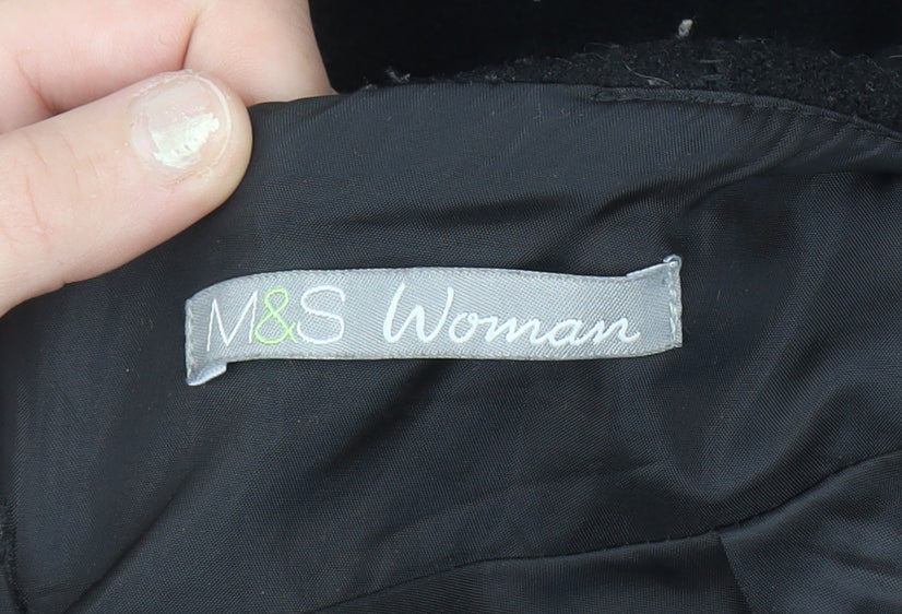 Marks and Spencer Women Black Wool Blend Pencil Skirt Size 10