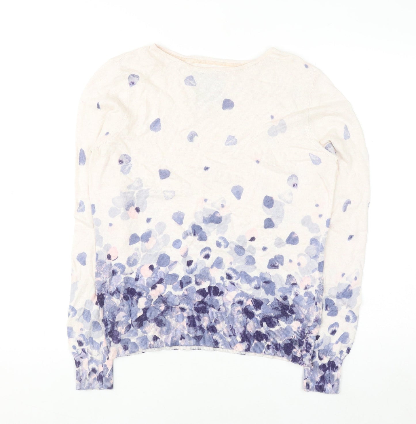 RJR John Rocha Women's Multicoloured Floral Cotton Cashmere Pullover Jumper Size 14