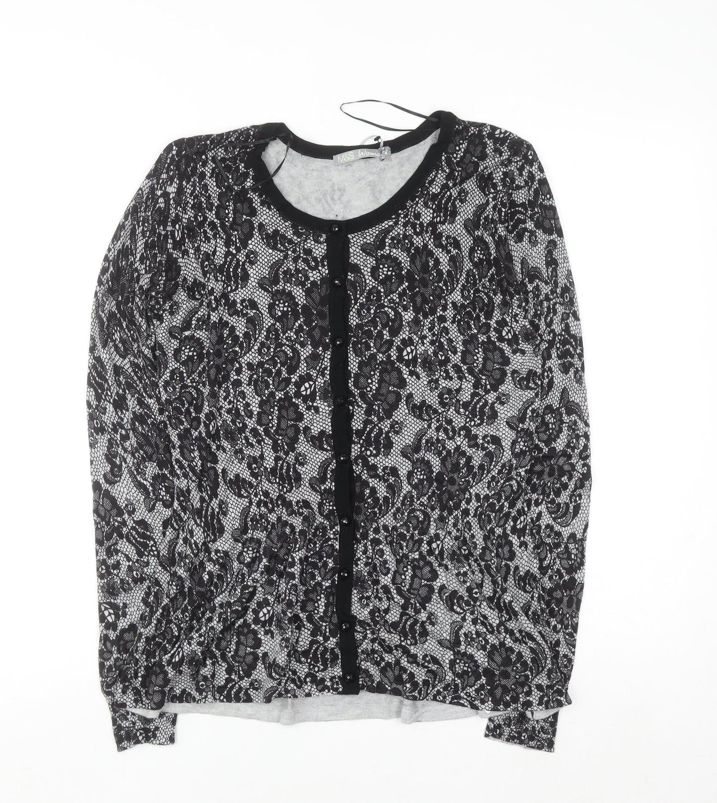 Marks and Spencer Womens Grey Lace Floral Cardigan UK 10