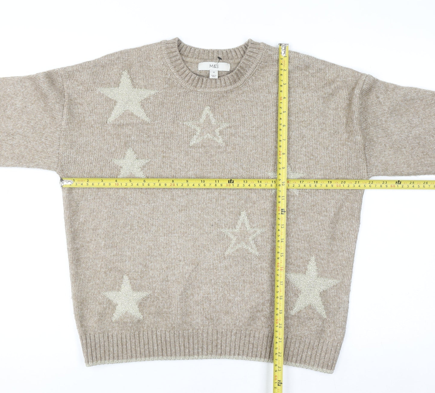 Marks and Spencer Womens Beige Star Knit Jumper Medium