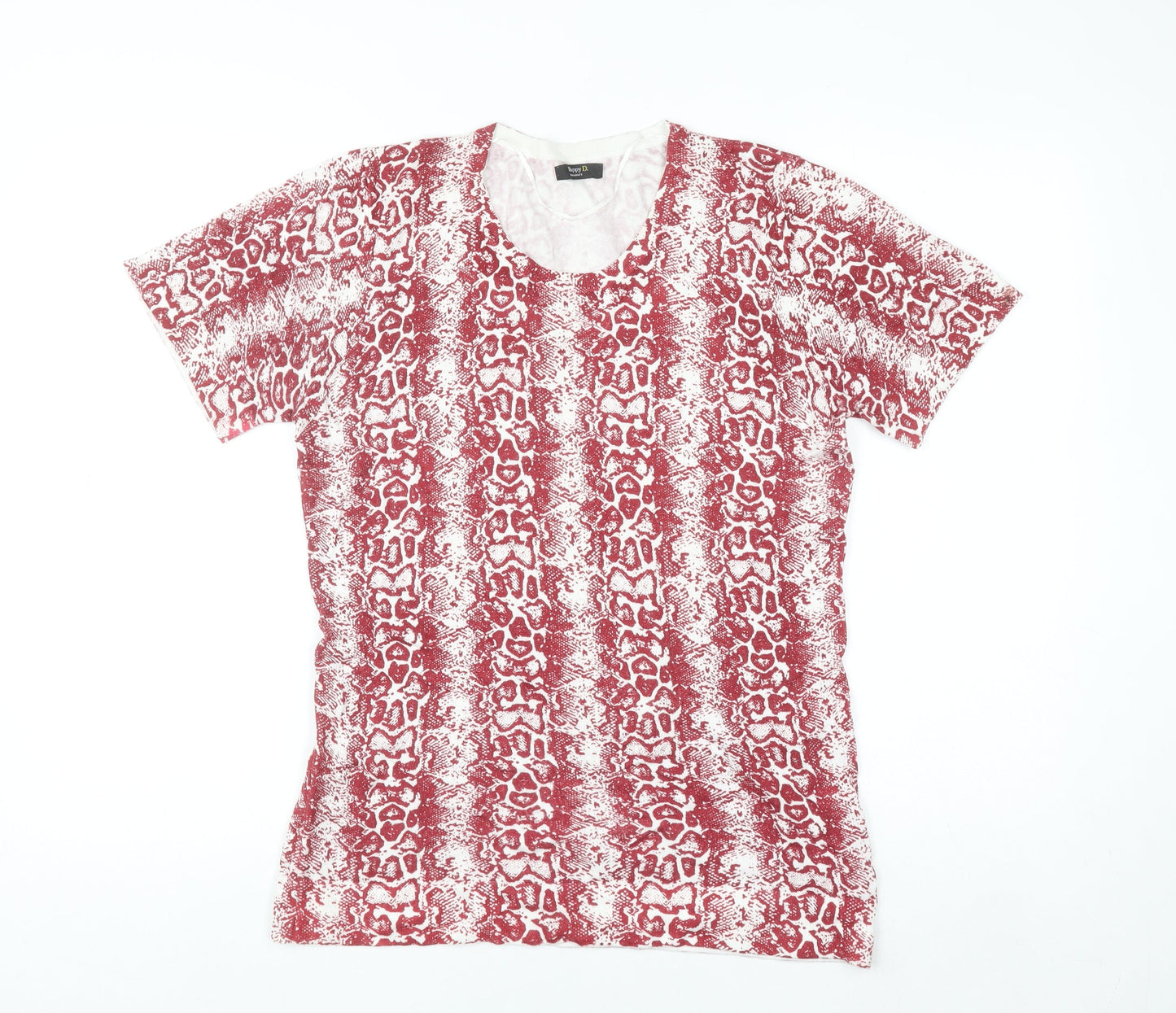Happy D by Damart Womens Red Animal Print Viscose T-Shirt Size 14/16