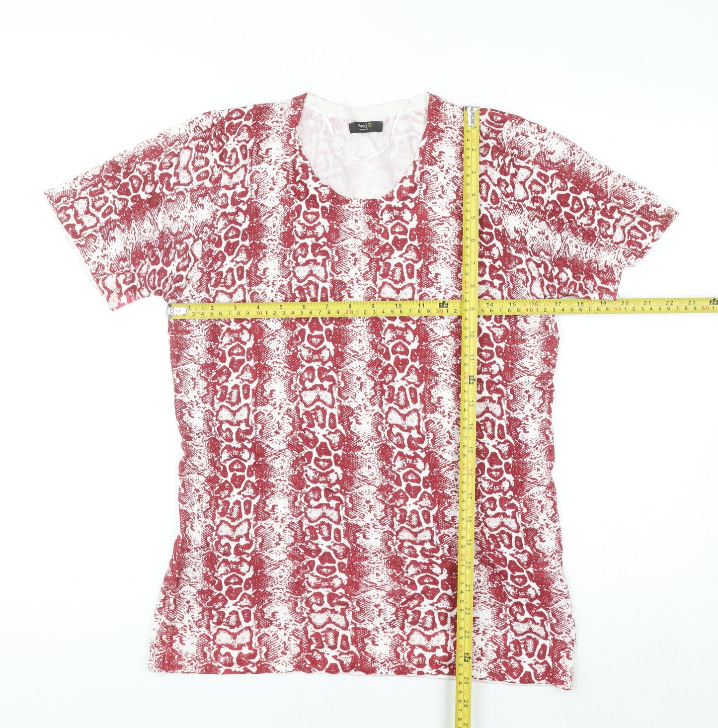 Happy D by Damart Womens Red Animal Print Viscose T-Shirt Size 14/16
