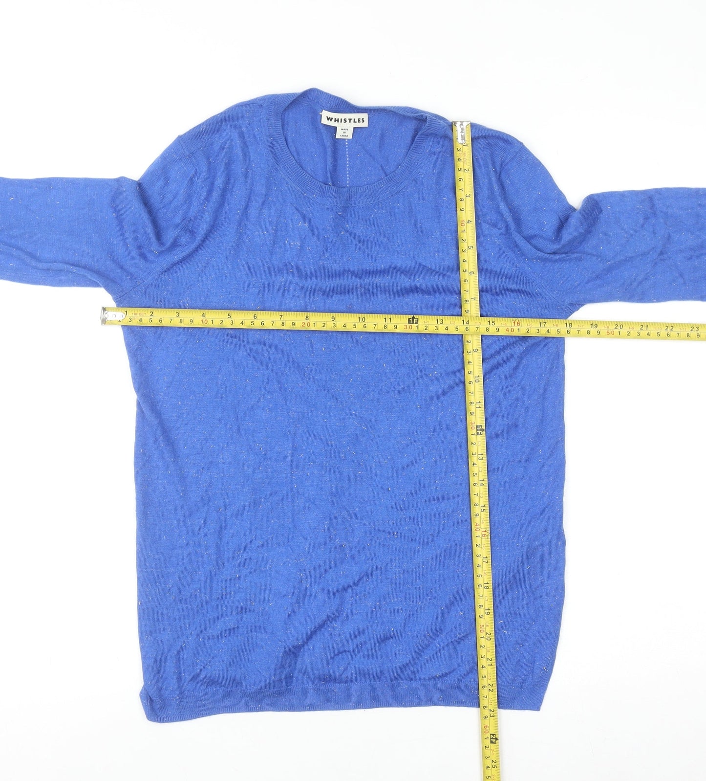 Whistles Women Blue Basic Knit Long Sleeve Top UK 10