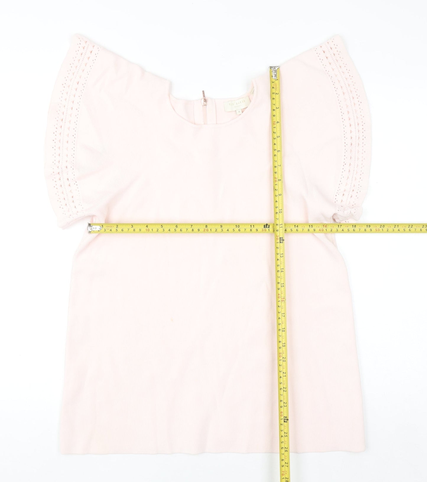 Ted Baker Women's Pink Cotton Flutter Sleeve Blouse Size 12