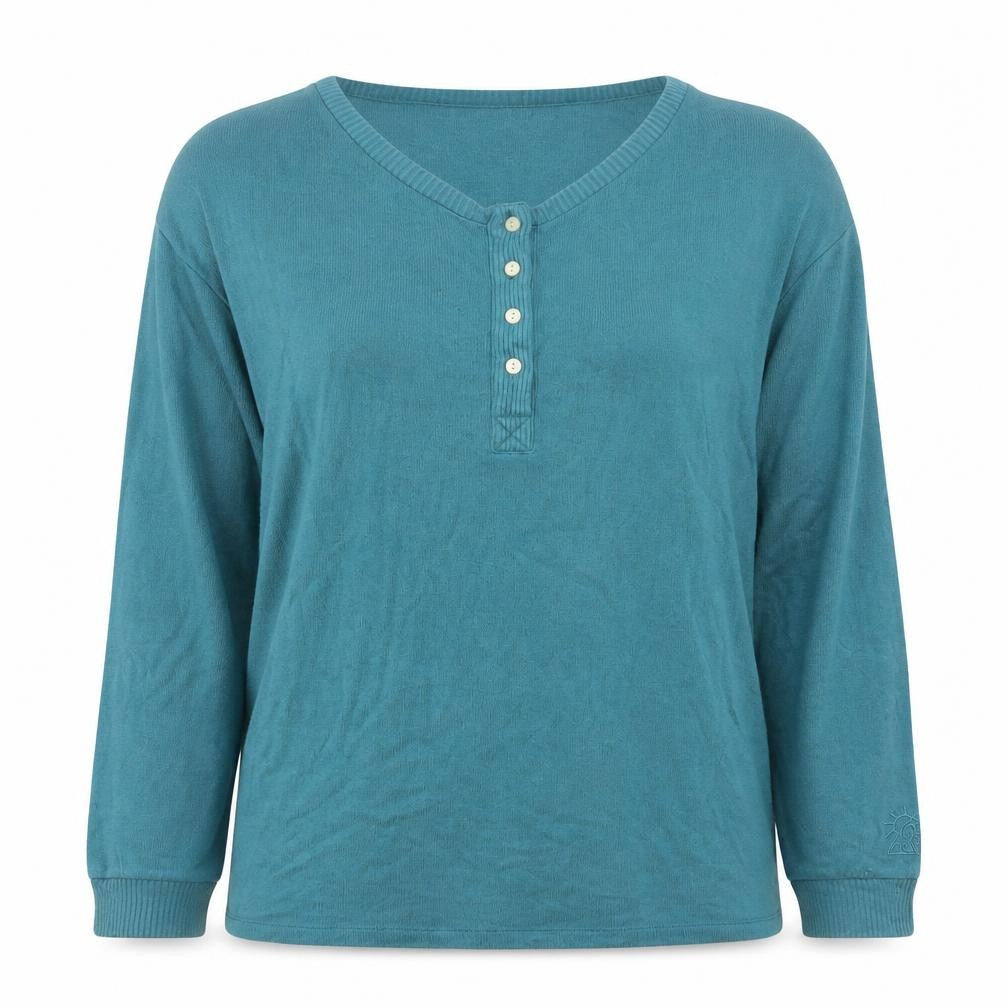 FatFace Women's Blue Henley Jumper UK 8 Long Sleeve Viscose Blend