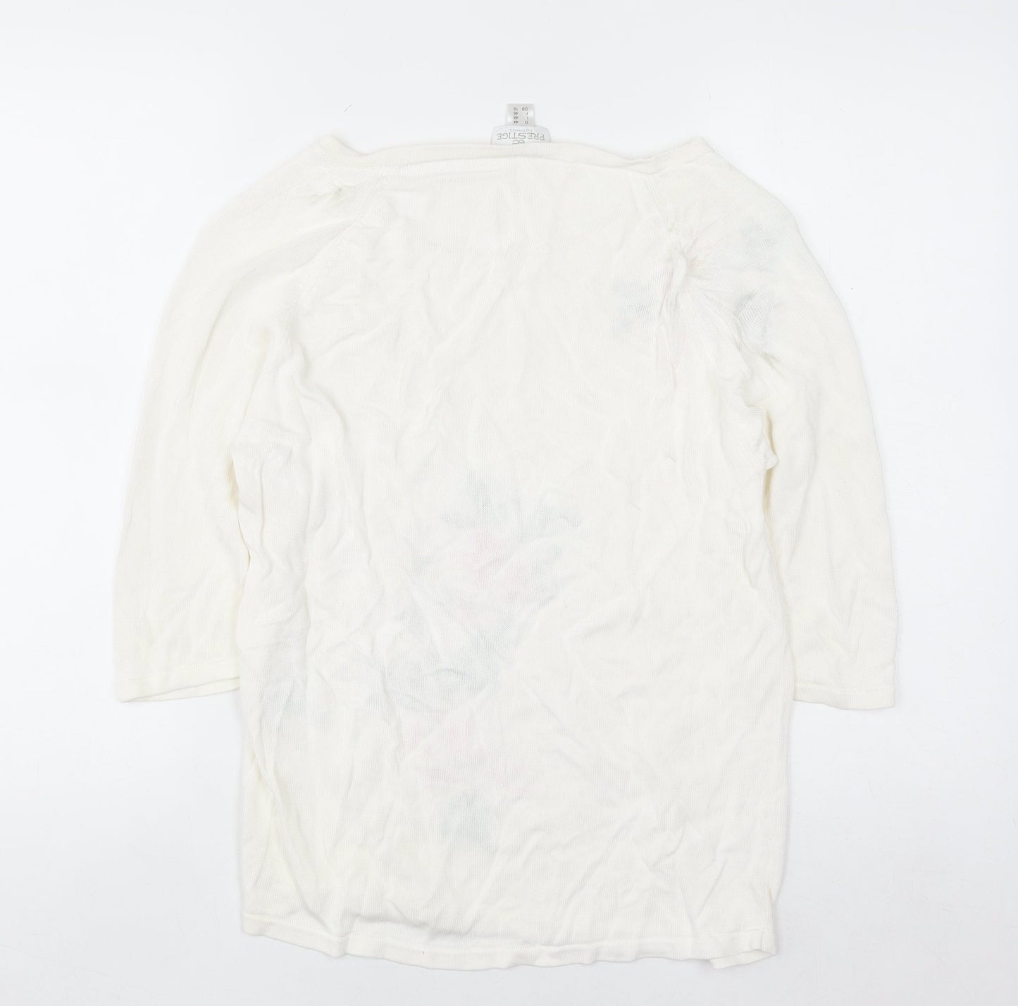 Prestige Elegance Women's Ivory Floral Embroidered 3/4 Sleeve Blouse Size 18