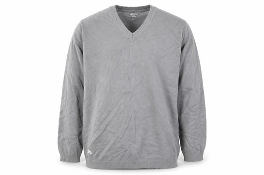 Adidas Mens Grey XL V-Neck Cotton Knit Pullover Jumper