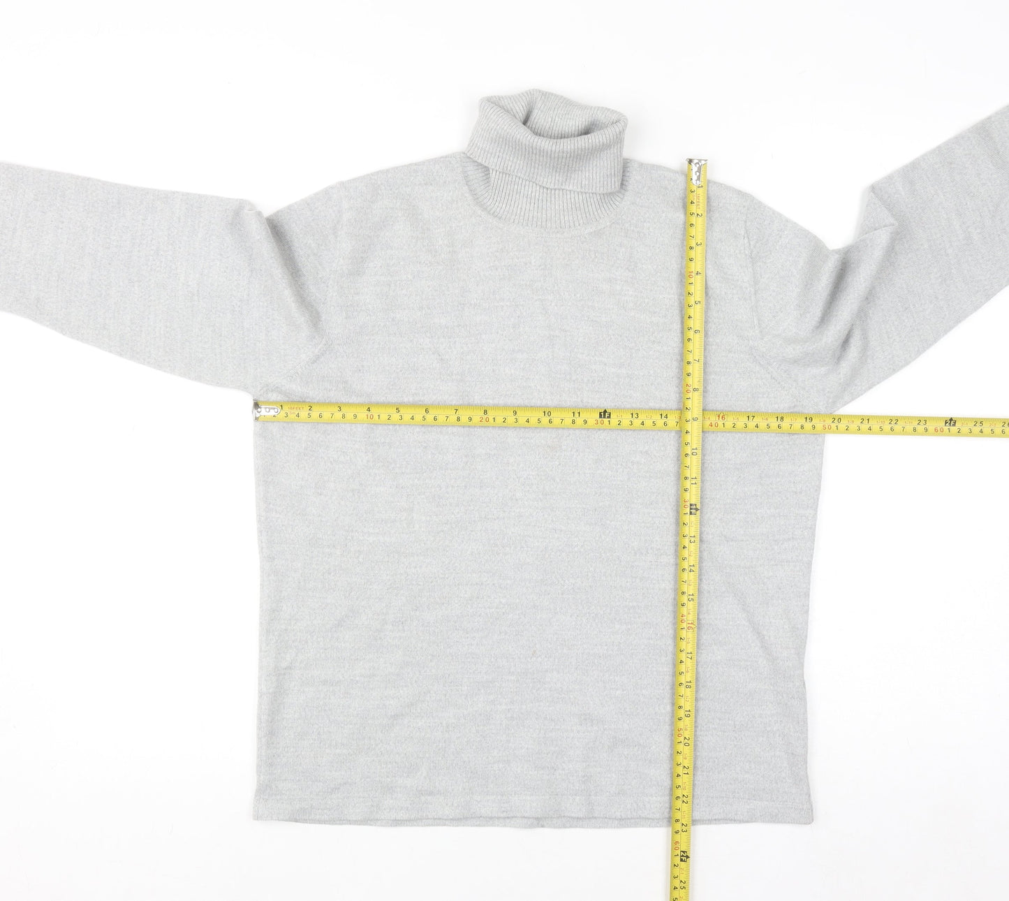Golléhaug Women Grey Roll Neck Merino Wool Blend Jumper Size 12