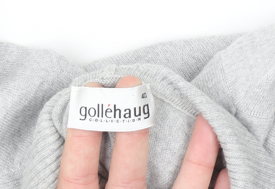 Golléhaug Women Grey Roll Neck Merino Wool Blend Jumper Size 12