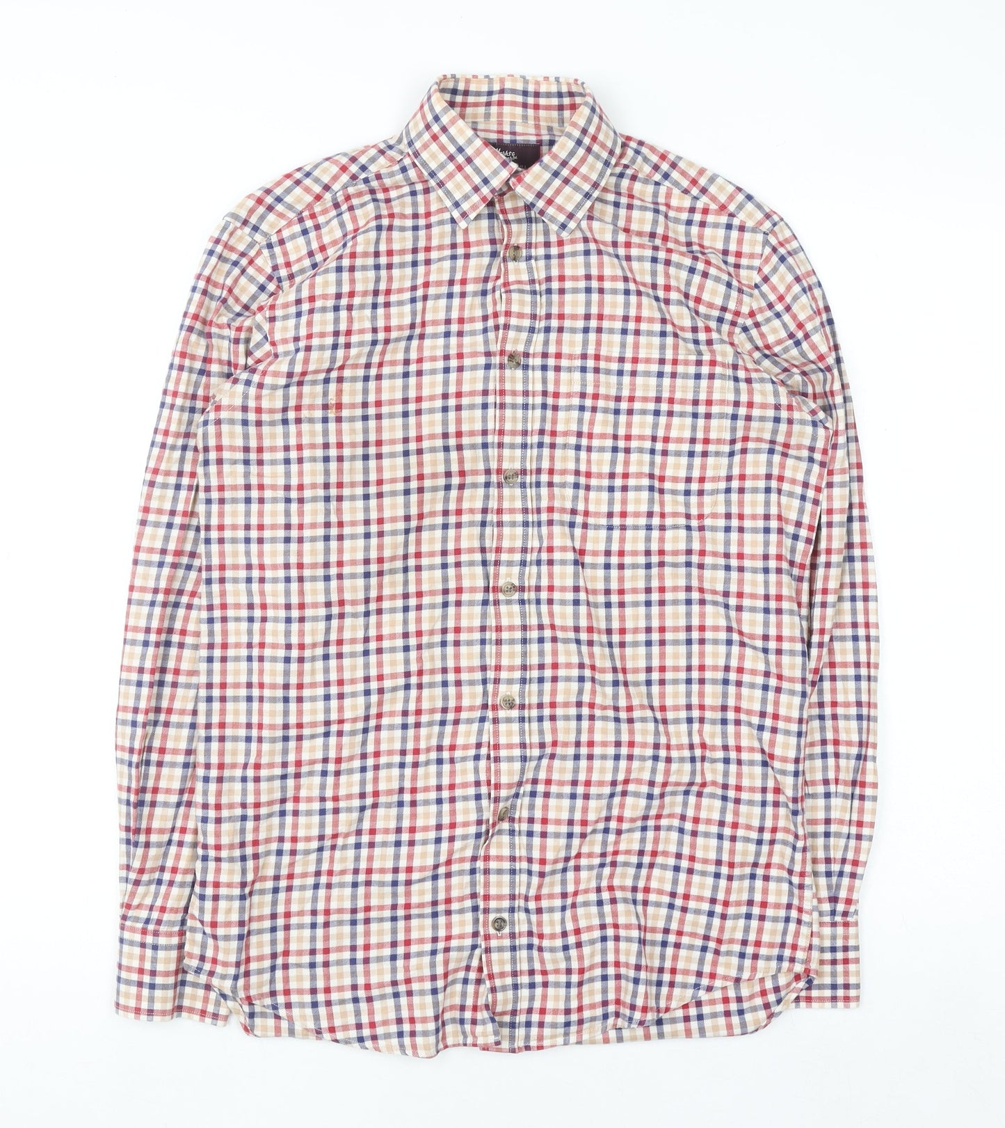 Marks and Spencer Men's Multicoloured Check Cotton Twill Shirt Size 14.5 Regular