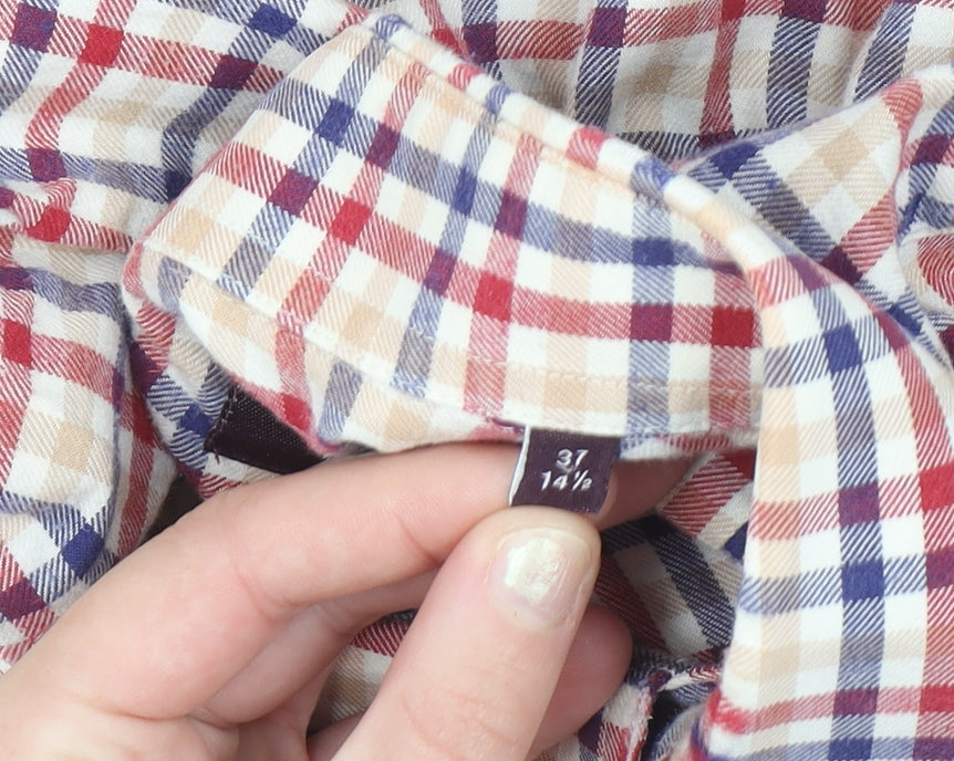 Marks and Spencer Men's Multicoloured Check Cotton Twill Shirt Size 14.5 Regular