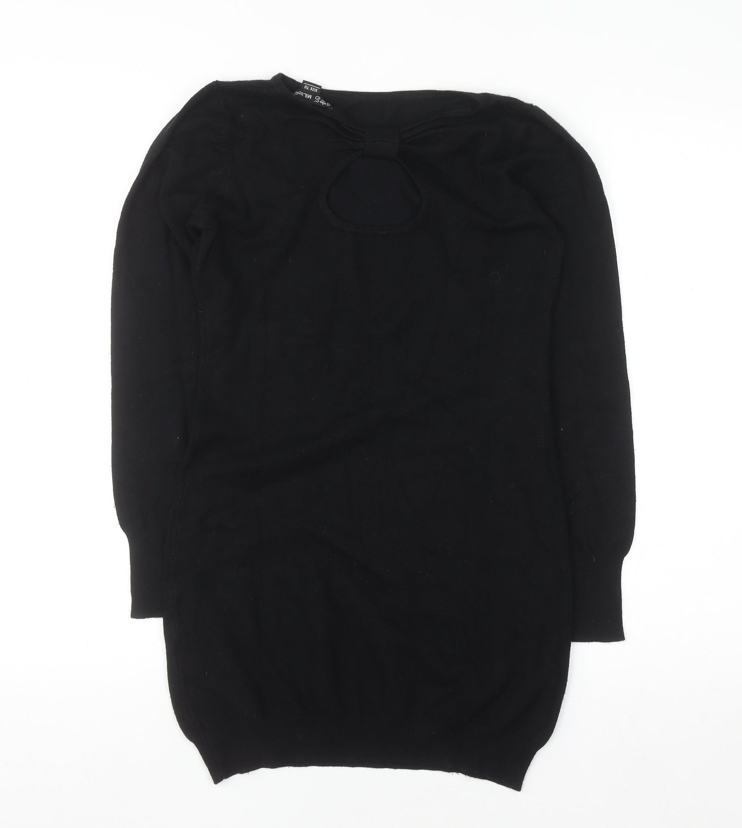 SOS Millenium Womens Black Long Sleeve Knit Blouse One Size