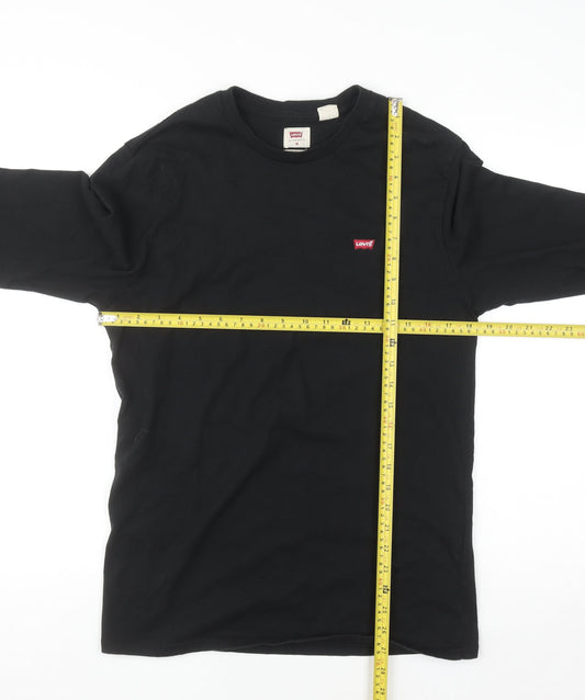 Levi's Men's Black Cotton Long Sleeve Crew Neck Casual Top - Size M