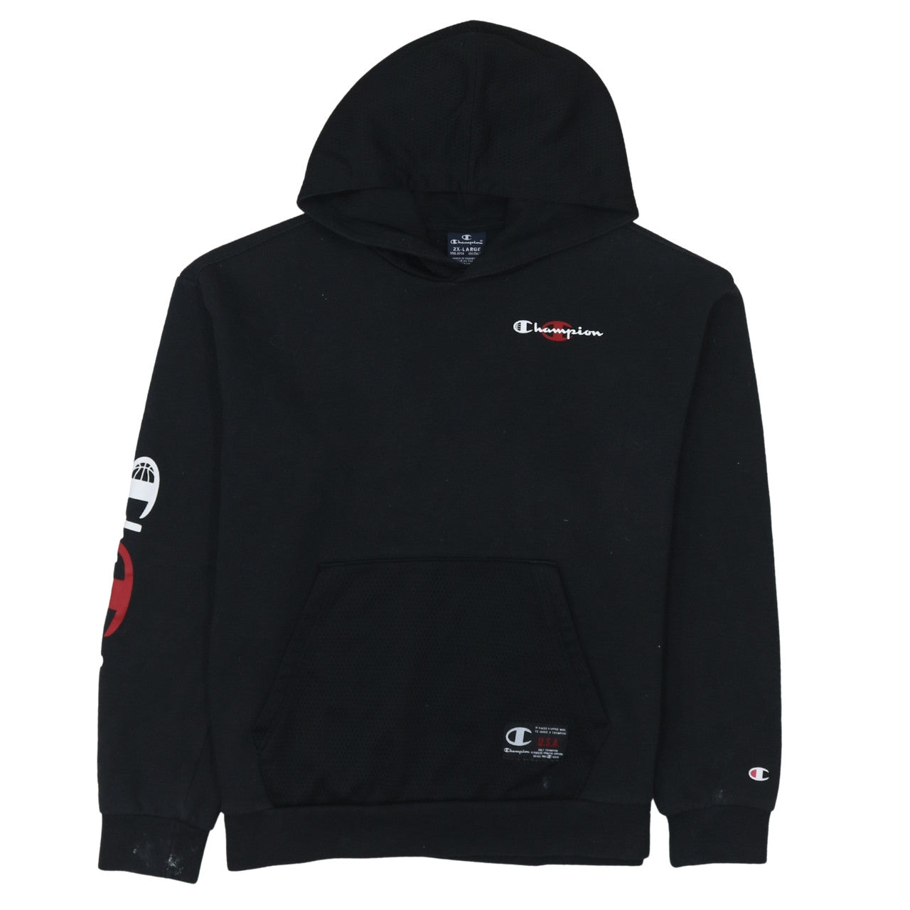 Champion Boys Black 2XL Pullover Hoodie Cotton Blend Logo Sweatshirt