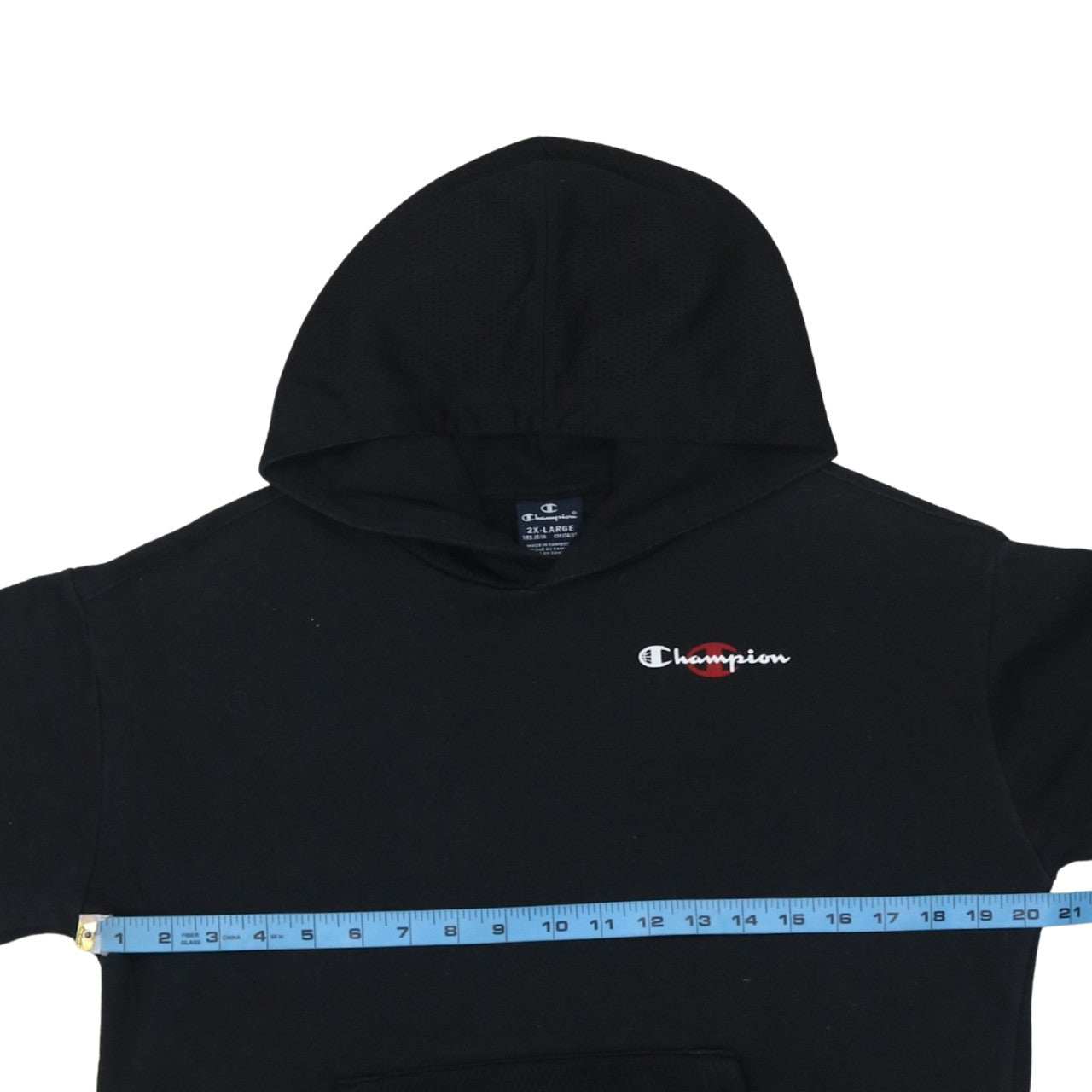 Champion Boys Black 2XL Pullover Hoodie Cotton Blend Logo Sweatshirt