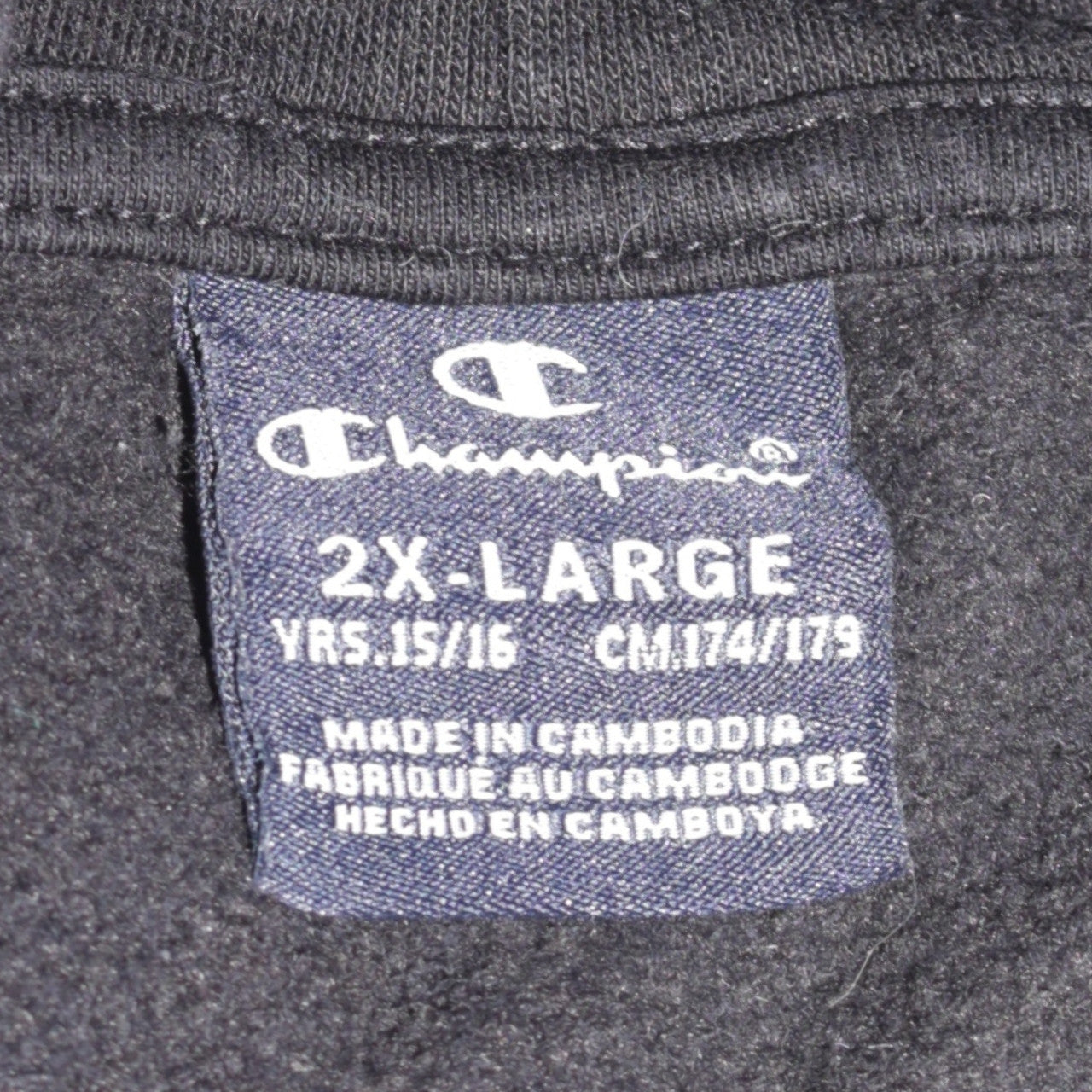 Champion Boys Black 2XL Pullover Hoodie Cotton Blend Logo Sweatshirt