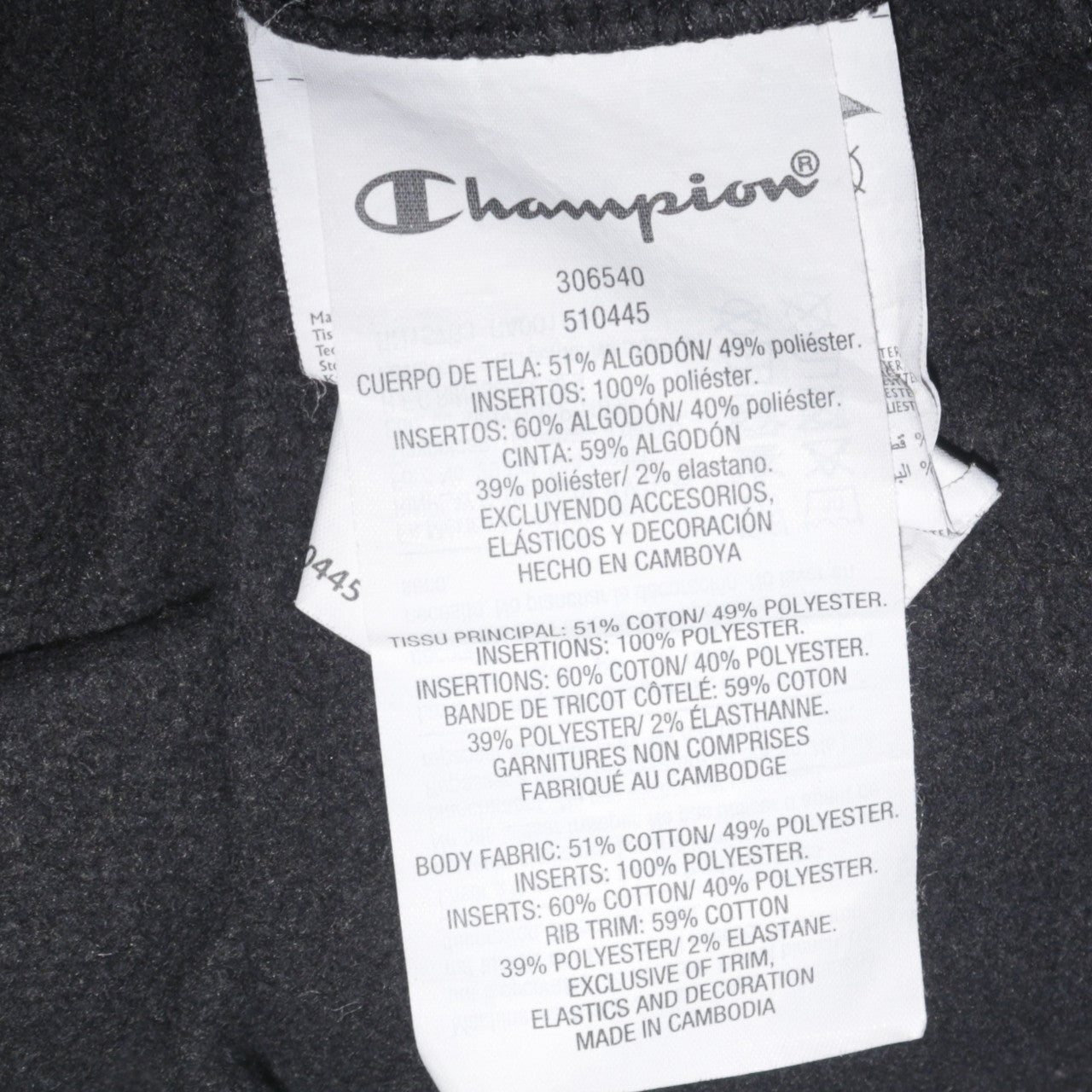 Champion Boys Black 2XL Pullover Hoodie Cotton Blend Logo Sweatshirt
