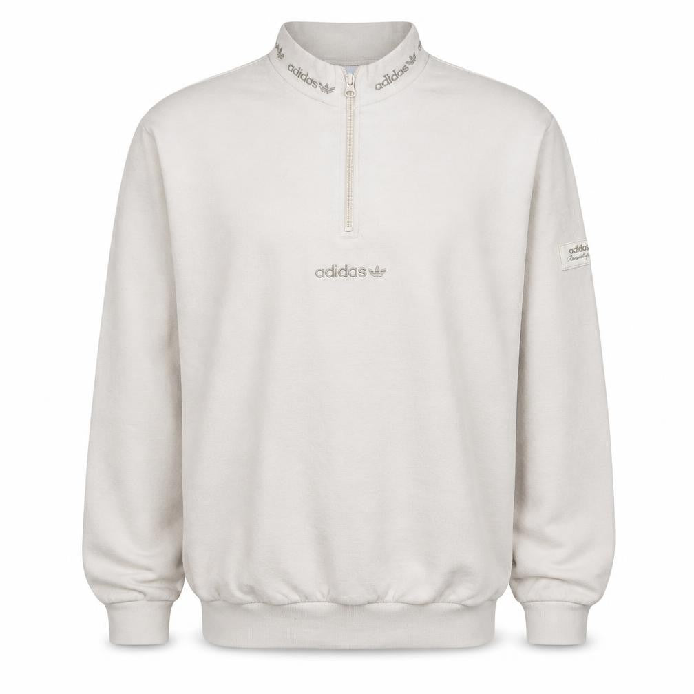 Adidas Men's Beige 1/4 Zip High Neck Sweatshirt Size M