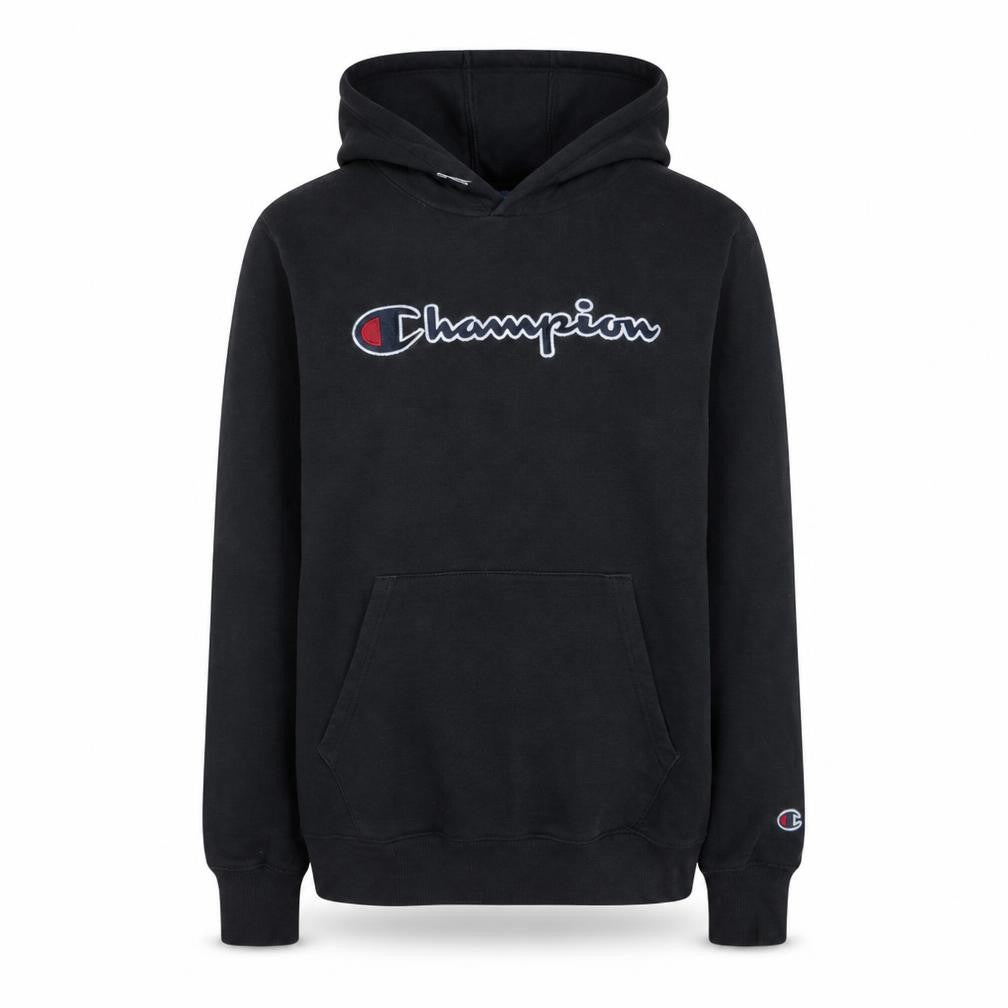Champion Boys Black Pullover Hoodie XL 13-14 Years Cotton Blend Logo Print