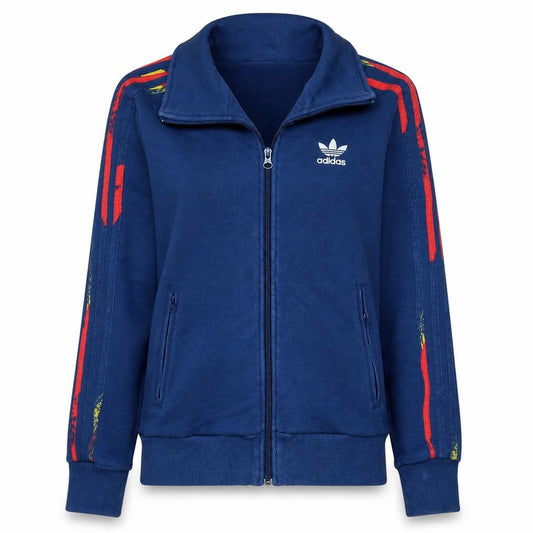 Adidas Women Blue Full Zip Hoodie Sweatshirt Size 8 Retro Logo