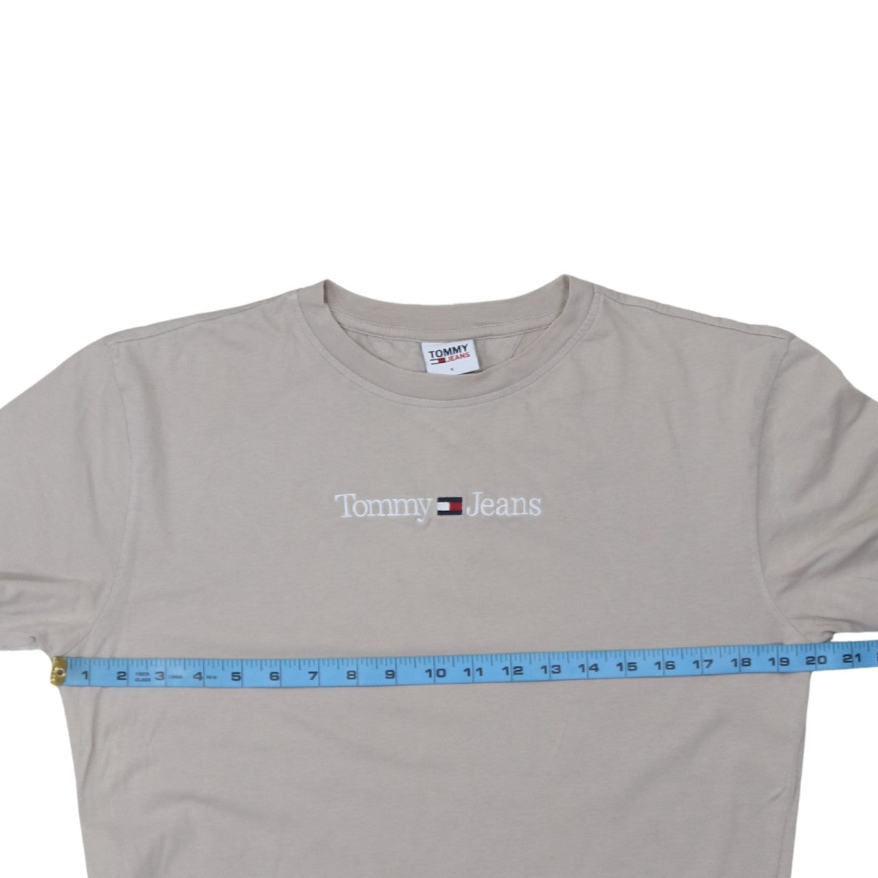 Tommy Jeans Men's Beige Cotton Logo T-Shirt Size S