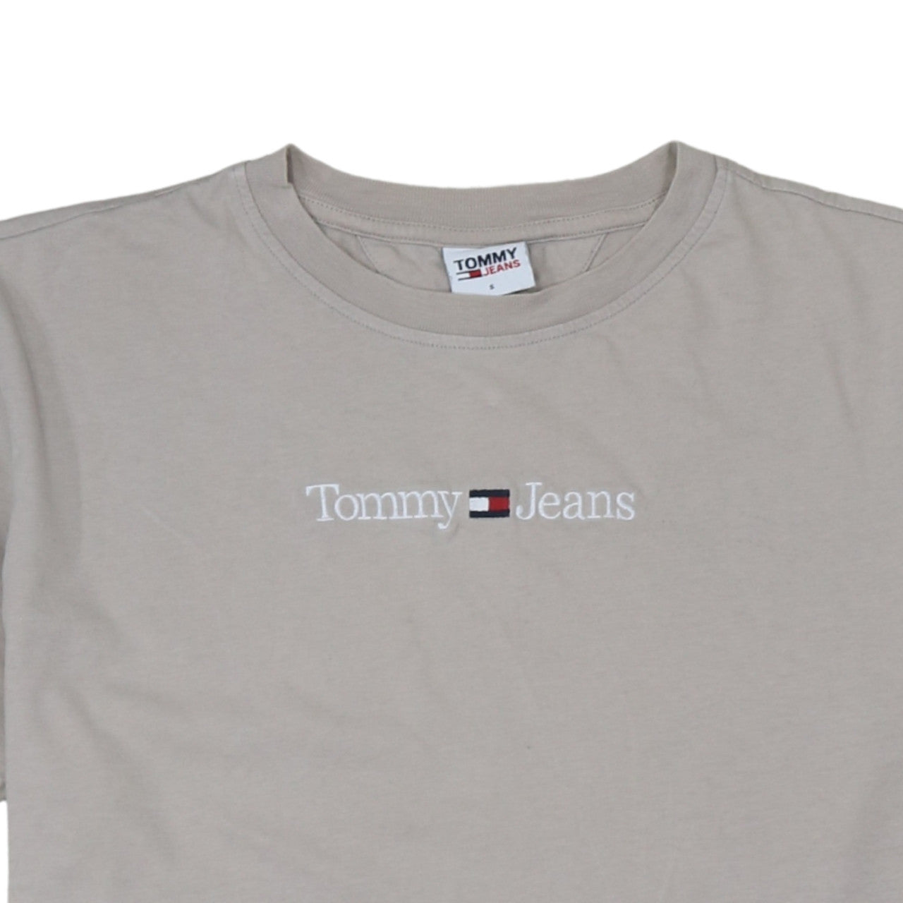 Tommy Jeans Men's Beige Cotton Logo T-Shirt Size S