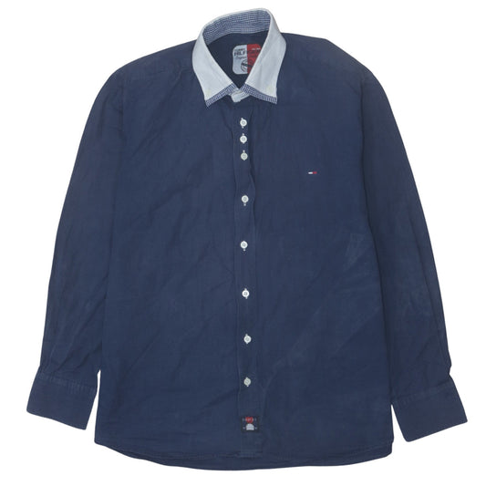 Tommy Hilfiger Men's Blue Long Sleeve Button-Up Shirt L