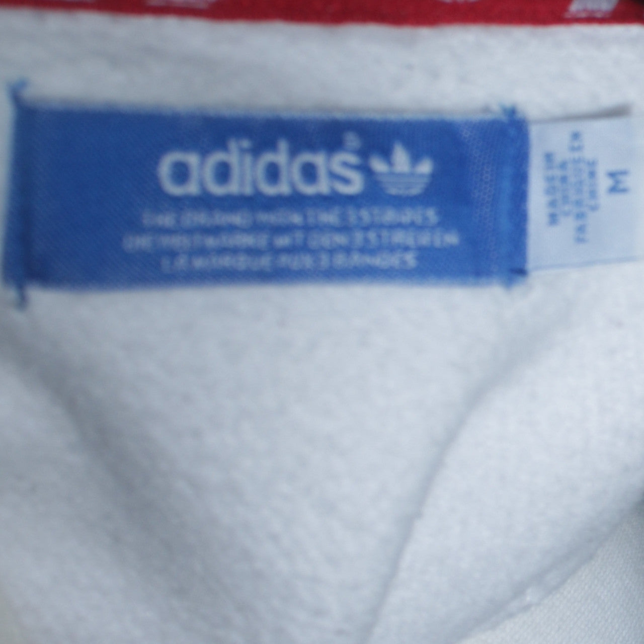 Adidas Women White Hoodie Medium Pullover with Red Trefoil Logo