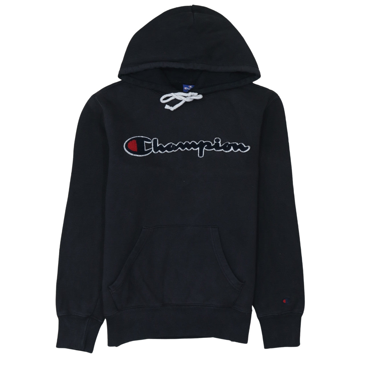 Champion Men's Black Pullover Hoodie Small Embroidered Logo