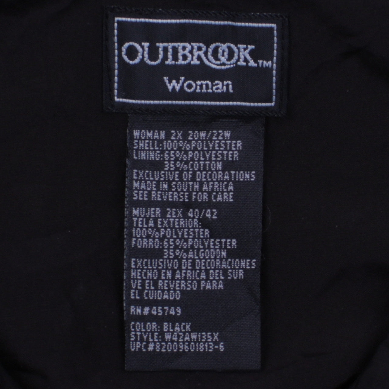 OUTBROOK Black Embroidered Zip-Up Regular Fit Jacket 2XL Unisex