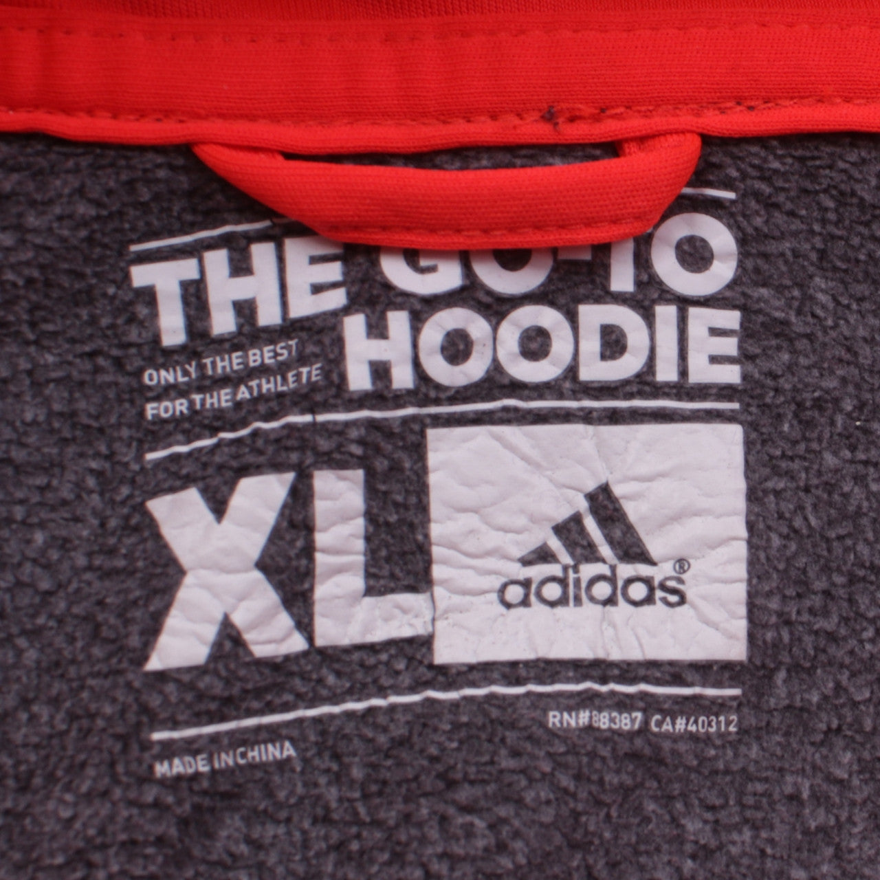 adidas Men's Grey XL Pullover Hoodie with Red Logo and Drawstring