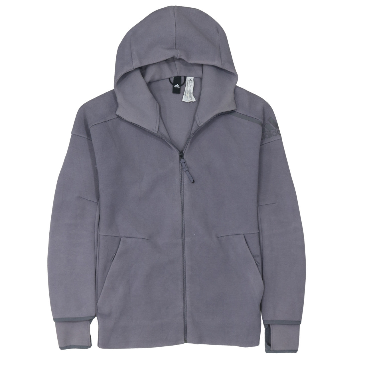 Adidas Men's Grey Full Zip Hoodie Size S Regular Fit Sportswear