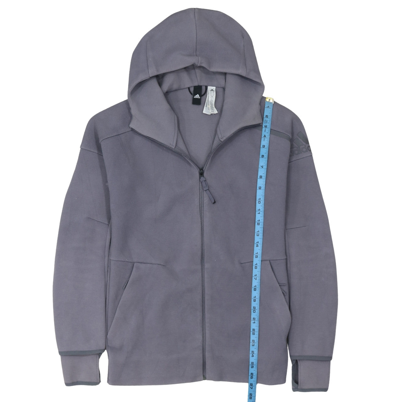 Adidas Men's Grey Full Zip Hoodie Size S Regular Fit Sportswear