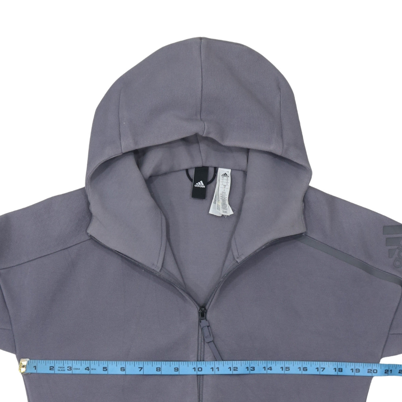 Adidas Men's Grey Full Zip Hoodie Size S Regular Fit Sportswear