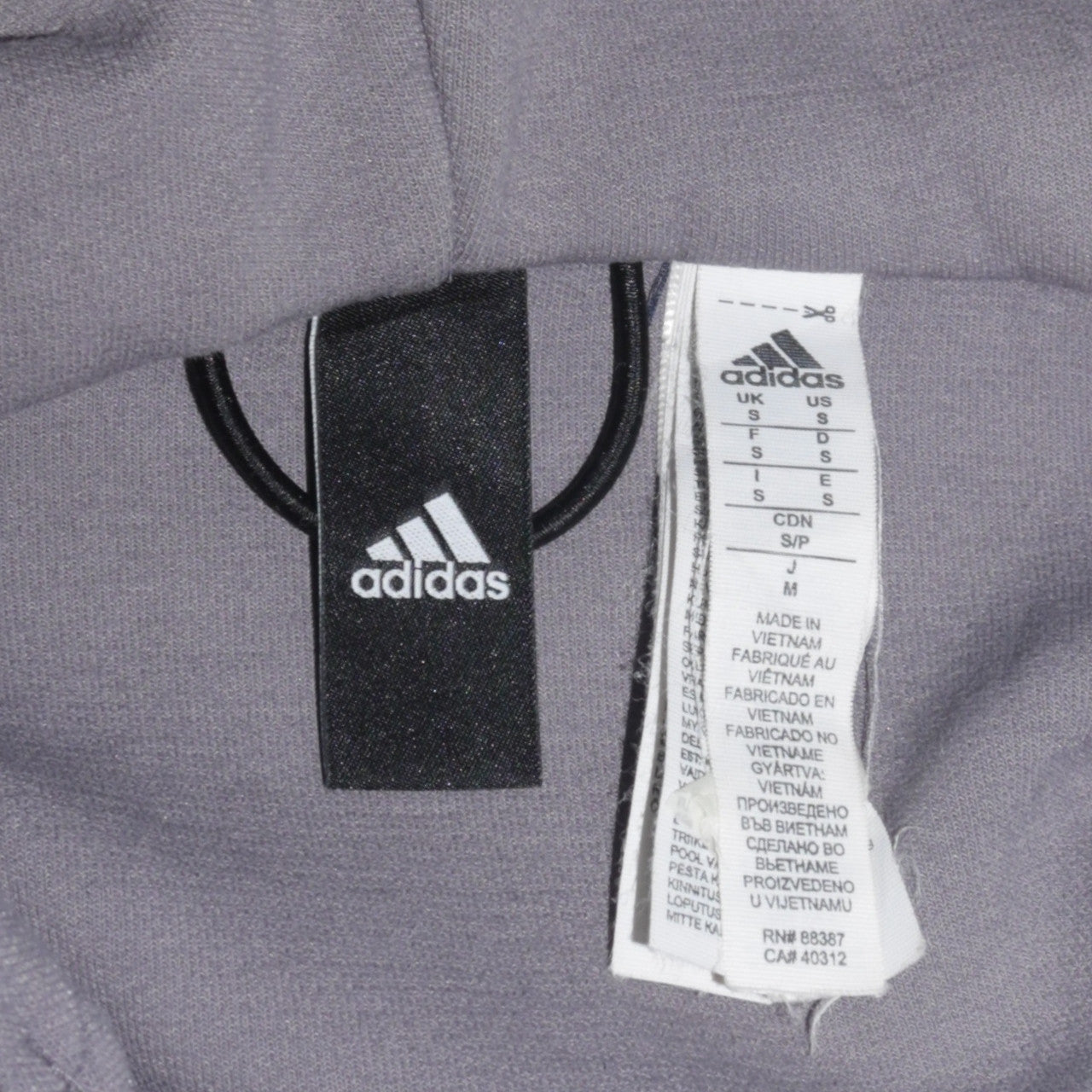 Adidas Men's Grey Full Zip Hoodie Size S Regular Fit Sportswear