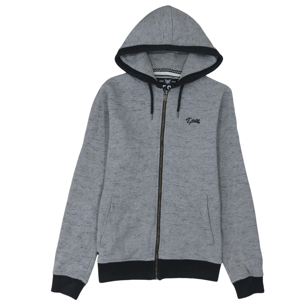 Diesel Men's Grey Full Zip Hoodie Medium Classic Style