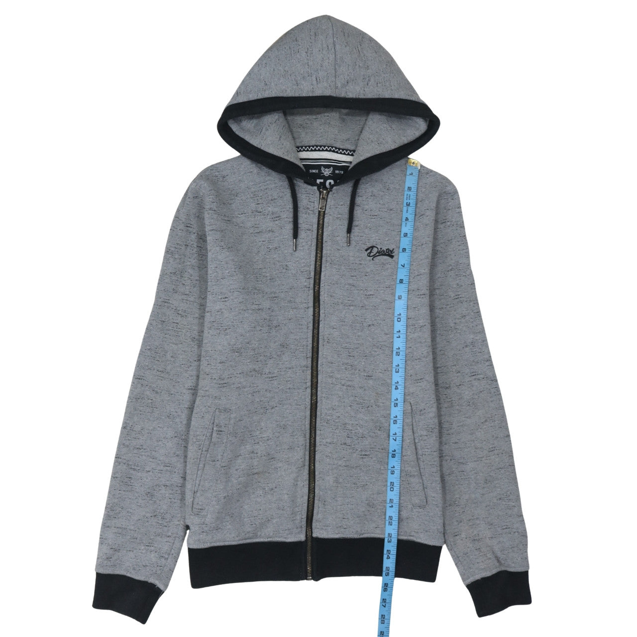 Diesel Men's Grey Full Zip Hoodie Medium Classic Style